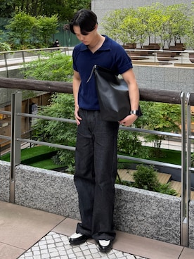 「ニットポロ」｜Asuさん（メンズ・178cm）の春コーディネート