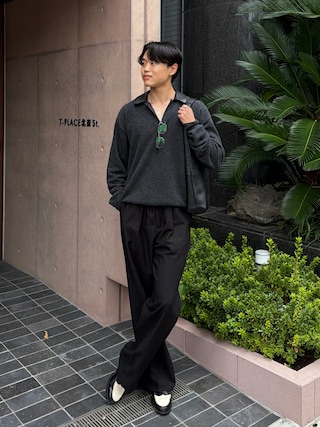 「LURAKU(ルラク)の【LURAKU】One tuck straight slacks / 1タックストレートスラックス|SETUP対応(スラックス)」を使った、Asuさん(メンズ・178cm)の秋コーディネート