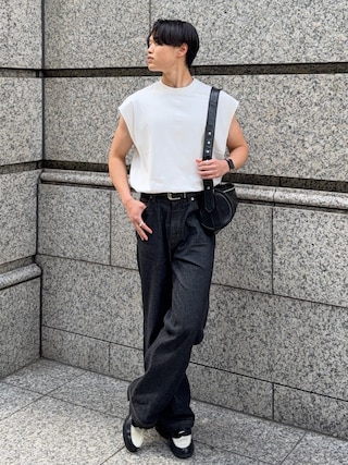 「Hender Scheme（エンダースキーマ）のshrink shoulder belt（ベルト）」を使った、Asuさん（メンズ・178cm）の春コーディネート