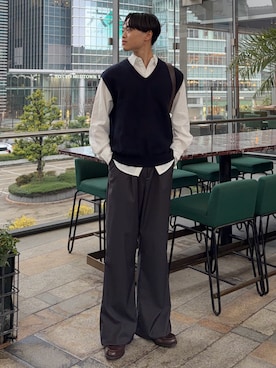 「ニットベスト」｜Asuさん（メンズ・178cm）の春コーディネート