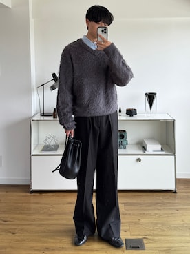 「アイテム（スラックス）」を使った、Asuさん（メンズ・178cm・10代）の秋コーディネート