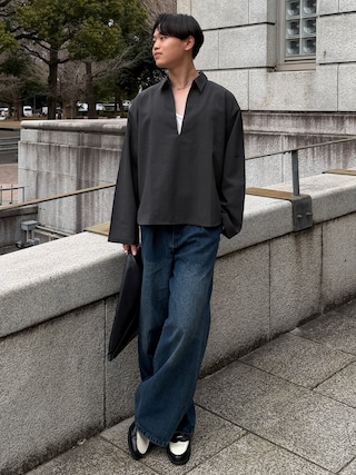 「CALLNE（カルネ）の【CALLNE】 High-twist Linen-like Skipper Shirt / 強撚リネンライクスキッパーシャツ（吸水速乾、UVカット、イージーケア）（シャツ/ブラウス）」を使った、Asuさん（メンズ・178cm）の春コーディネート