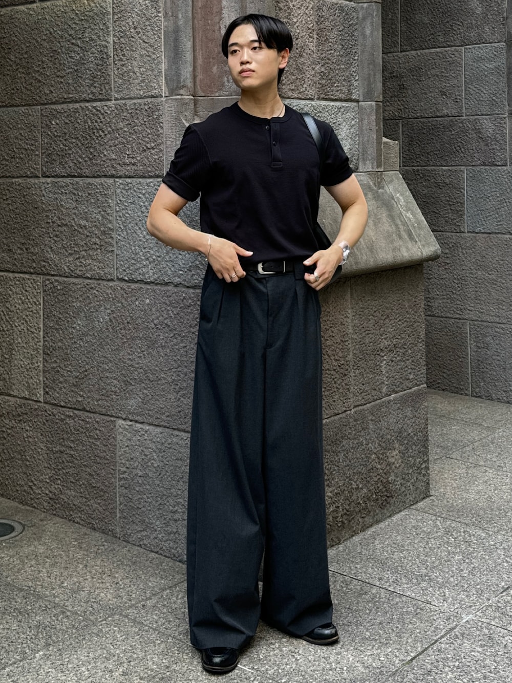 ヘンリーネックシャツ 半袖 リラックス ルーズフィット 夏コーデ 1751590284_1000.jpg
