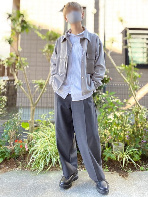 ボタニカル ミディアムベール LIDNM 20AW WOOL RAYON SLIT SHIRT