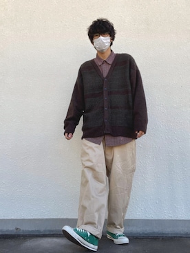 「チェック柄に恋してる」｜「アイテム（チノパンツ）」を使った、ayumu【相互】さん（メンズ・178cm）の冬コーディネート