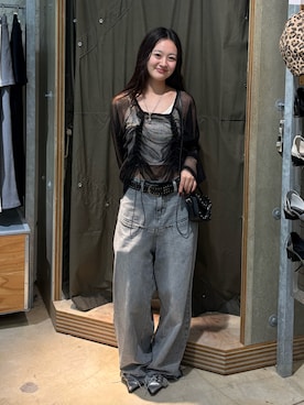 「アイテム（ベルト）」を使った、mashiroさん（レディース・153cm）の夏コーディネート