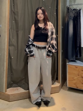 「アイテム（スウェットパンツ）」を使った、mashiroさん（骨格ウェーブ・レディース・153cm）の秋コーディネート