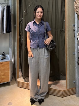 「WHO'S WHO gallery（フーズフーギャラリー）のスタッズベルト（ベルト）」を使った、mashiroさん（レディース・153cm）の夏コーディネート