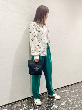 「CONVERSE TOKYO（コンバーストウキョウ）のアイテム（スラックス）」を使った、tomokaさん（レディース・165cm）の夏コーディネート