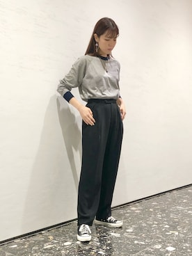 「CONVERSE TOKYO（コンバーストウキョウ）のアイテム（スラックス）」を使った、tomokaさん（レディース・165cm）の夏コーディネート