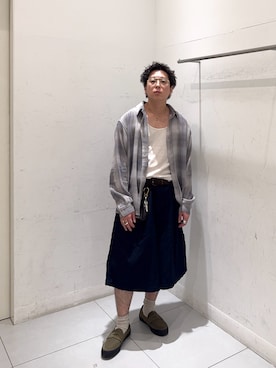 「アイテム（ローファー、グリーン系）」を使った、reosakuraiさん（メンズ・163cm）の夏コーディネート