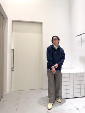 「SENSE OF PLACE by URBAN RESEARCH（センスオブプレイスバイアーバンリサーチ）の『一部WEB限定カラー』ハーフジップロングスリーブスウェット（スウェット）」を使った、reosakuraiさん（メンズ・163cm）の秋コーディネート