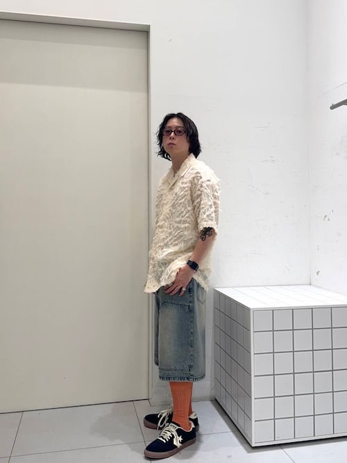 ダブルニーワイドデニムショーツ