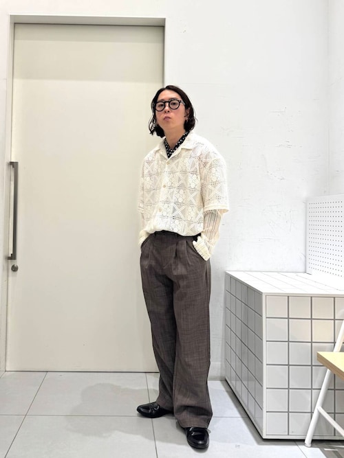 レースフェイクレイヤードロングスリーブシャツ