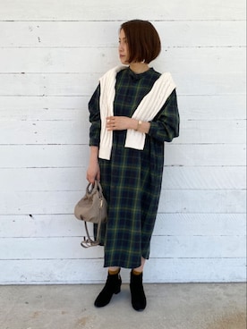 「FREDY&GLOSTER」｜「アイテム（シャツワンピース）」を使った、FREDY&GLOSTER stylingさん（レディース・153cm）の秋コーディネート