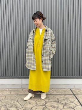 「マスタード」｜「アイテム（ブルゾン）」を使った、FREDY&GLOSTER stylingさん（レディース・160cm）の秋コーディネート