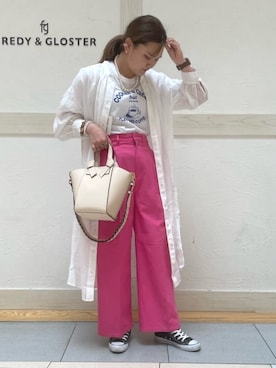 「FREDY&GLOSTER」｜「アイテム（シャツワンピース）」を使った、FREDY&GLOSTER stylingさん（レディース・160cm）の春コーディネート