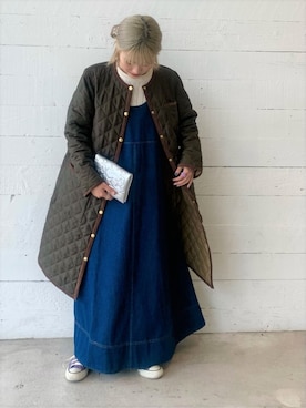 「ブルゾン」｜「アイテム（ノーカラーコート）」を使った、FREDY&GLOSTER stylingさん（レディース・160cm）の秋コーディネート