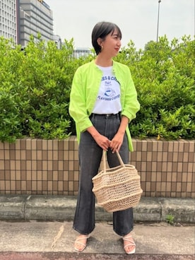 「HALIN（ハリン）のアイテム（かごバッグ）」を使った、FREDY&GLOSTER stylingさん（レディース・160cm）の春コーディネート