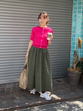 「ビッグトート」｜「アイテム（スカート）」を使った、FREDY&GLOSTER stylingさん（レディース・160cm）の春コーディネート