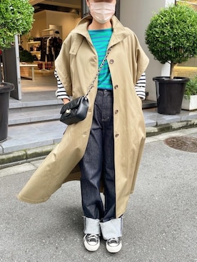 「ジレ」｜「アイテム（ステンカラーコート）」を使った、FREDY&GLOSTER stylingさん（レディース・160cm）の秋コーディネート
