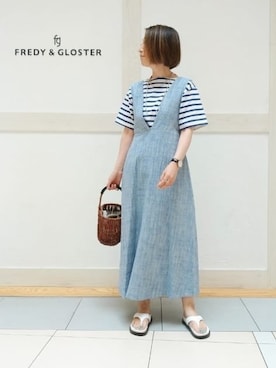 「ごきげんウィーク」｜「アイテム（ジャンパースカート）」を使った、FREDY&GLOSTER stylingさん（レディース・160cm）の春コーディネート