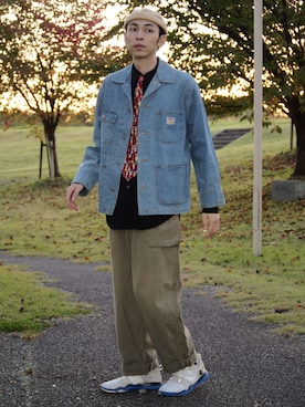 「JUNMEN（ジュンメン）のアイテム（トップス）」を使った、ゆういさん（メンズ・181cm）の春コーディネート