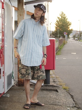 「PUMA（プーマ）のアイテム（帽子）」を使った、ゆういさん（メンズ・181cm）の夏コーディネート