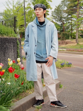 「SEVENDAYS=SUNDAY（セブンデイズサンデイ）のアイテム（パーカー）」を使った、ゆういさん（メンズ・181cm）の夏コーディネート