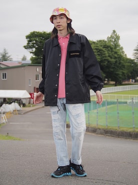 「no brand（ノーブランド）のアイテム（ナイロンジャケット）」を使った、ゆういさん（メンズ・181cm）の冬コーディネート
