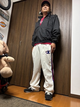 「ランドエンドのアイテム（ミリタリージャケット、ブラック系）」を使った、aaajiさん（メンズ・174cm）の夏コーディネート