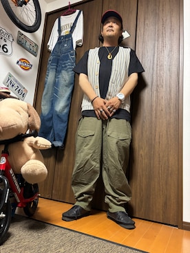 「Clarks（クラークス）のアイテム」を使った、aaajiさん（メンズ・174cm）の夏コーディネート