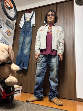 「HOUSTON（ヒューストン）のアイテム」を使った、aaajiさん（メンズ・174cm）の夏コーディネート