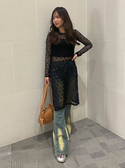 ウォッシュデザインストレッチデニムフレアパンツ（デニムパンツ