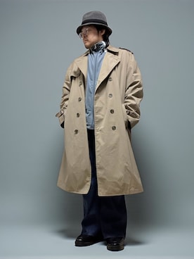 「アイテム（ステンカラーコート）」を使った、テツロウ+さん（メンズ・165cm）の秋コーディネート