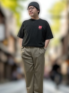 「アイテム（ニットキャップ/ビーニー）」を使った、テツロウ+さん（メンズ・165cm）の秋コーディネート