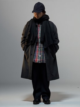 「アイテム（チェスターコート）」を使った、テツロウ+さん（メンズ・165cm）の秋コーディネート