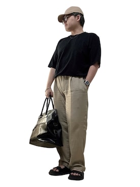 「アイテム（トートバッグ）」を使った、テツロウ+さん（メンズ・165cm）の夏コーディネート