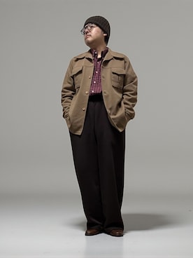 「アイテム（スウェットパンツ、ブラウン系）」を使った、テツロウ+さん（メンズ・165cm）の秋コーディネート