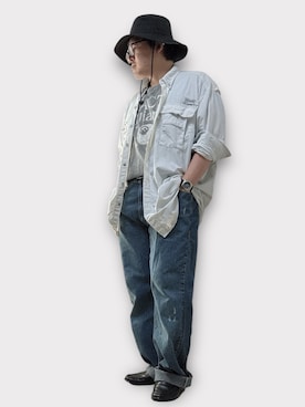 「アイテム（ローファー）」を使った、テツロウ+さん（メンズ・165cm）の夏コーディネート