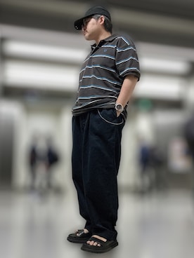 「アイテム（チノパンツ）」を使った、テツロウ+さん（メンズ・165cm）の夏コーディネート