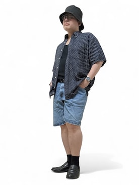 「アイテム（タンクトップ）」を使った、テツロウ+さん（メンズ・165cm）の夏コーディネート
