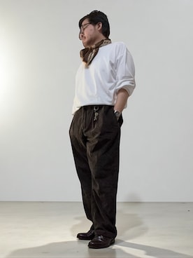 「アイテム（ドレスシューズ、ブラウン系）」を使った、テツロウ+さん（メンズ・165cm）の秋コーディネート