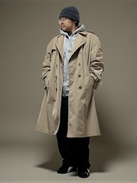 「アイテム（ステンカラーコート）」を使った、テツロウ+さん（メンズ・165cm）の秋コーディネート