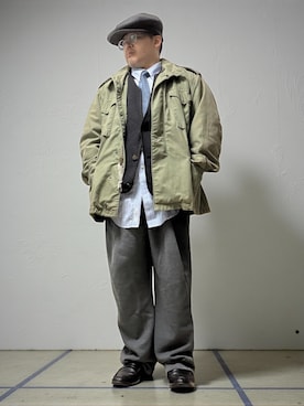 「アイテム（キャスケット）」を使った、テツロウ+さん（メンズ・165cm）の冬コーディネート