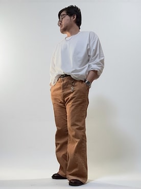 「アイテム（ローファー）」を使った、テツロウ+さん（メンズ・165cm）の秋コーディネート