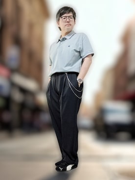 「アイテム（ポロシャツ）」を使った、テツロウ+さん（メンズ・165cm）の夏コーディネート