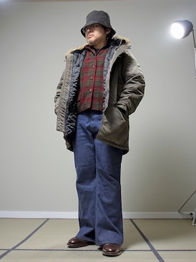 「アイテム（ミリタリージャケット）」を使った、テツロウ+さん（メンズ・165cm）の冬コーディネート