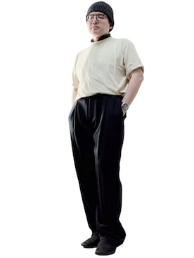 「アイテム（スリッポン）」を使った、テツロウ+さん（メンズ・165cm）の夏コーディネート