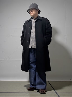 「アイテム（ステンカラーコート）」を使った、テツロウ+さん（メンズ・165cm）の冬コーディネート